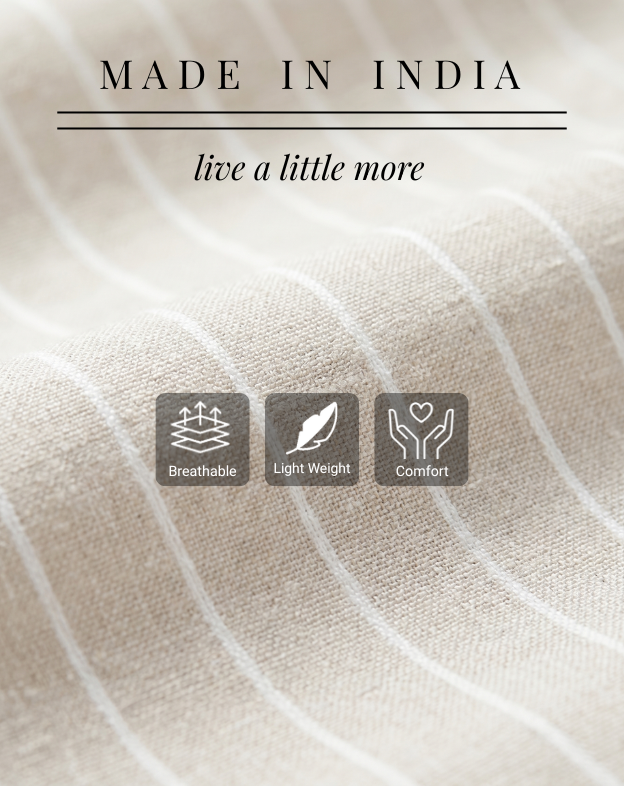 Light Beige Linen Blend Stripe Shirt