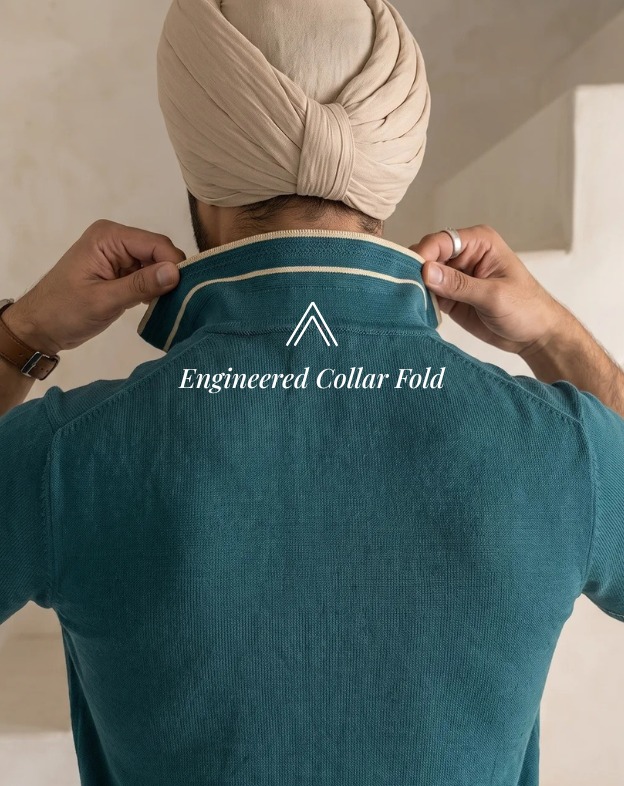 Teal Green Structured Collar Tipping B-Polo