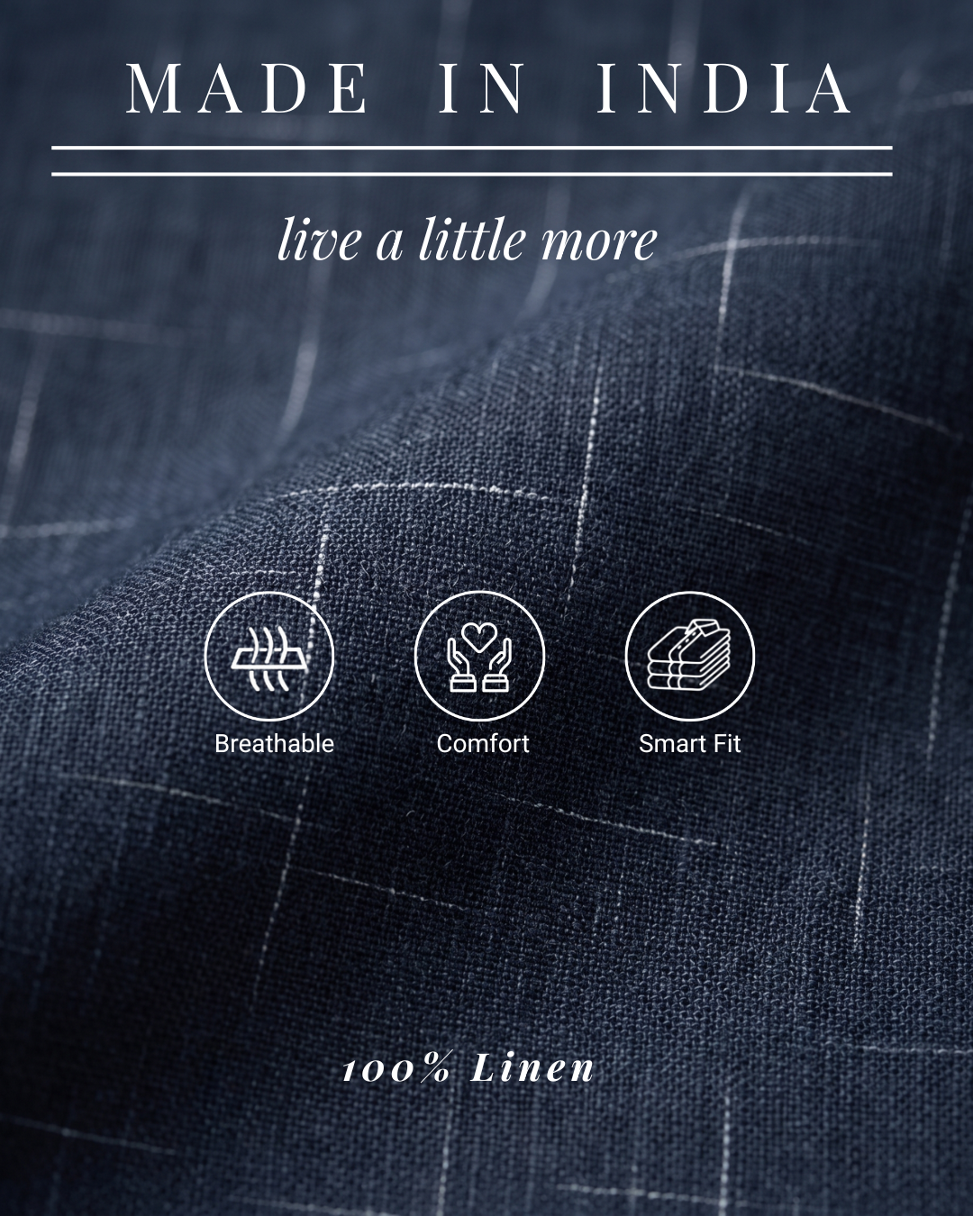Indigo Navy Rustic Grid 100% Linen Shirt