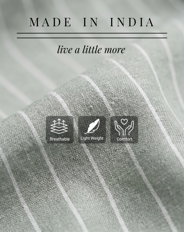Sage Green Linen Blend Stripe Shirt