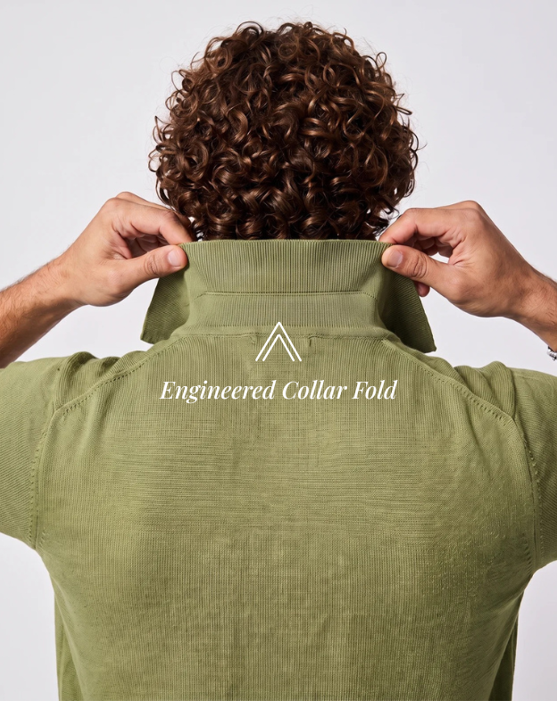 Fern Green Cotton-Bamboo U-Neck Polo