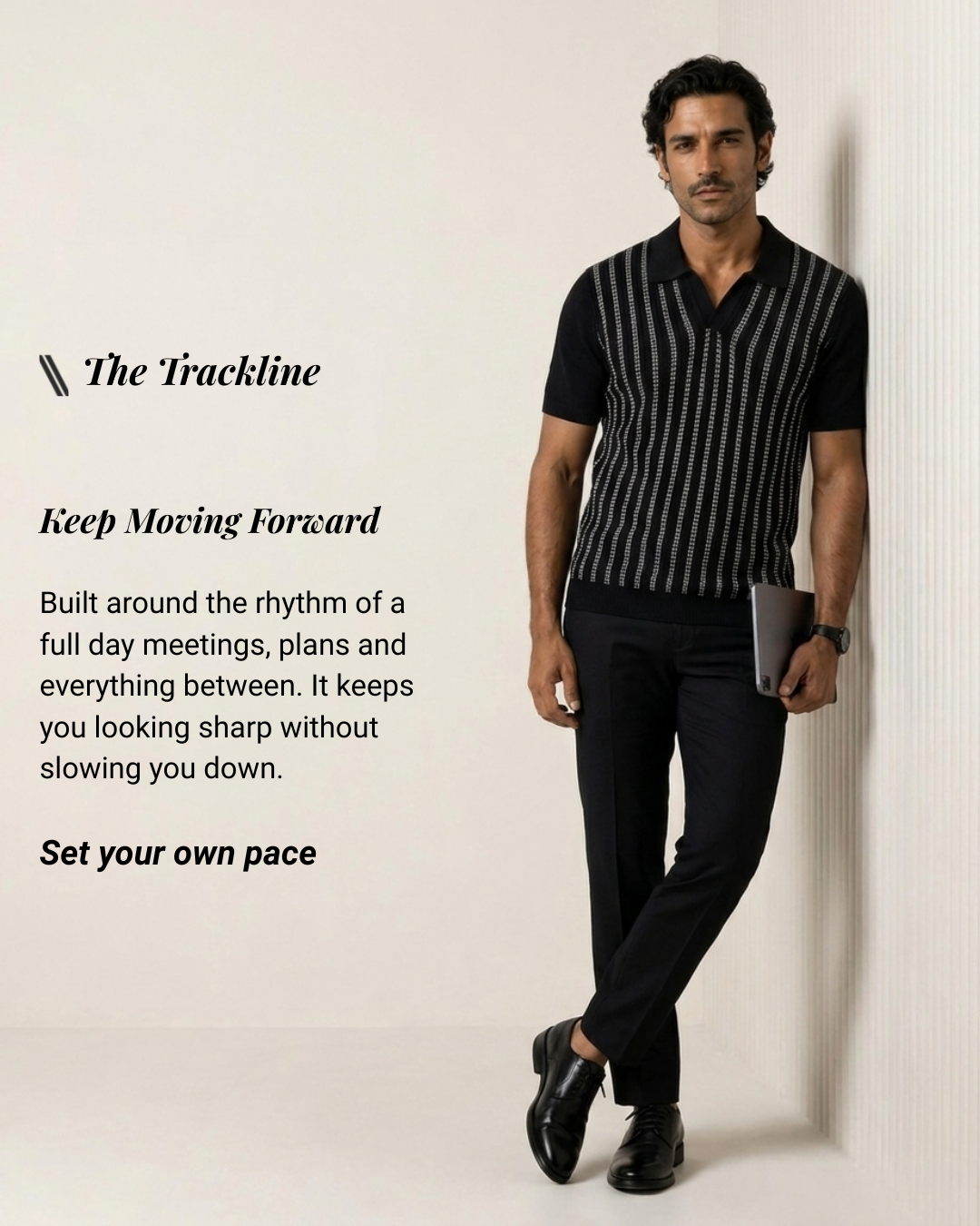 Ink Black Trackline V-Polo