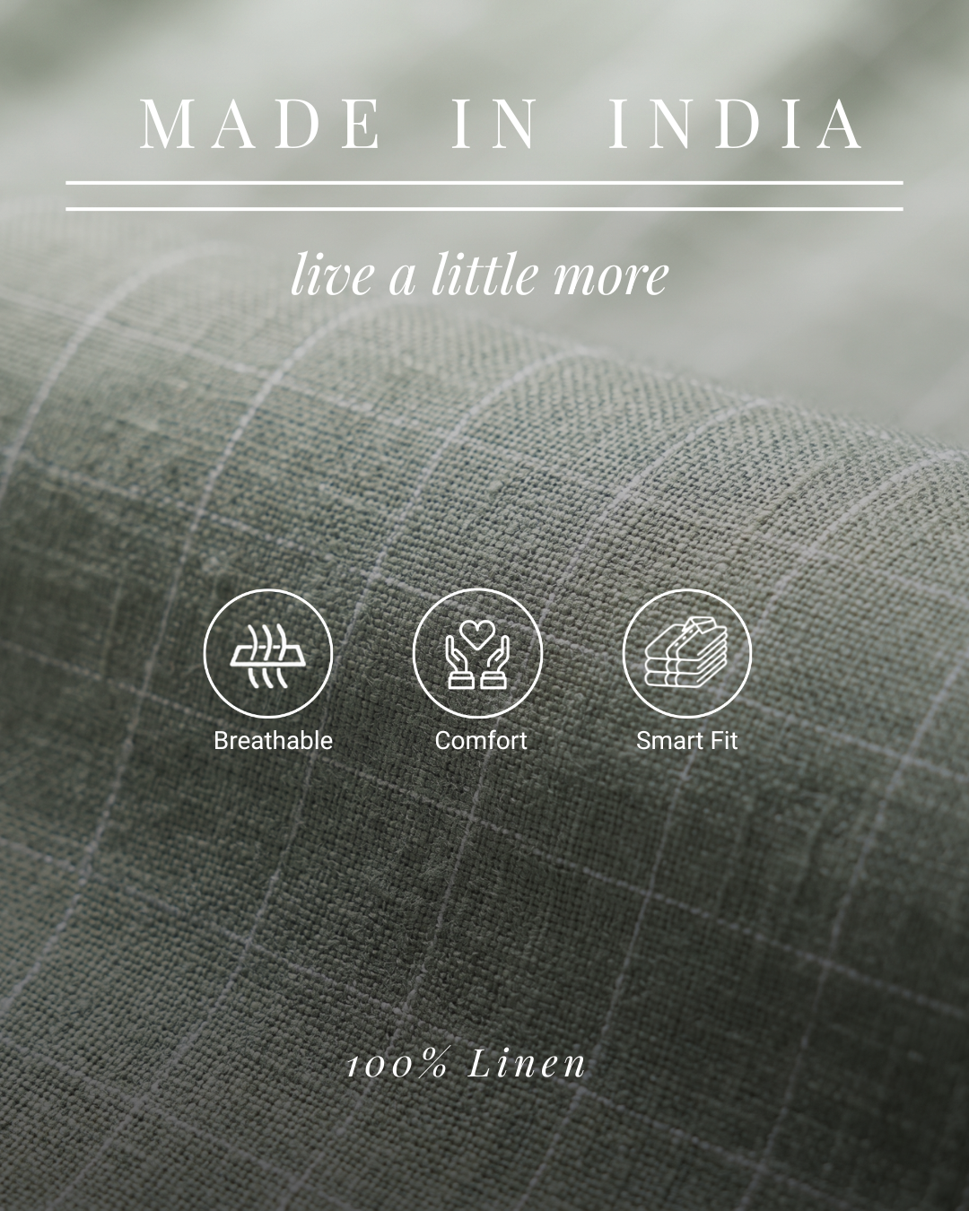 Sage Green Fine Grid 100% Linen Shirt