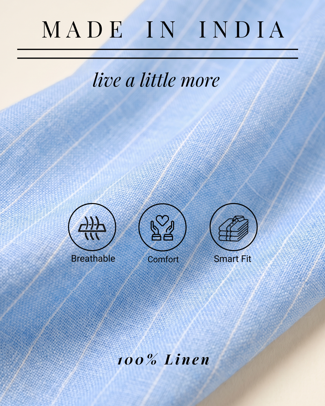Powder Blue 100% Linen Amalfi Stripe Shirt