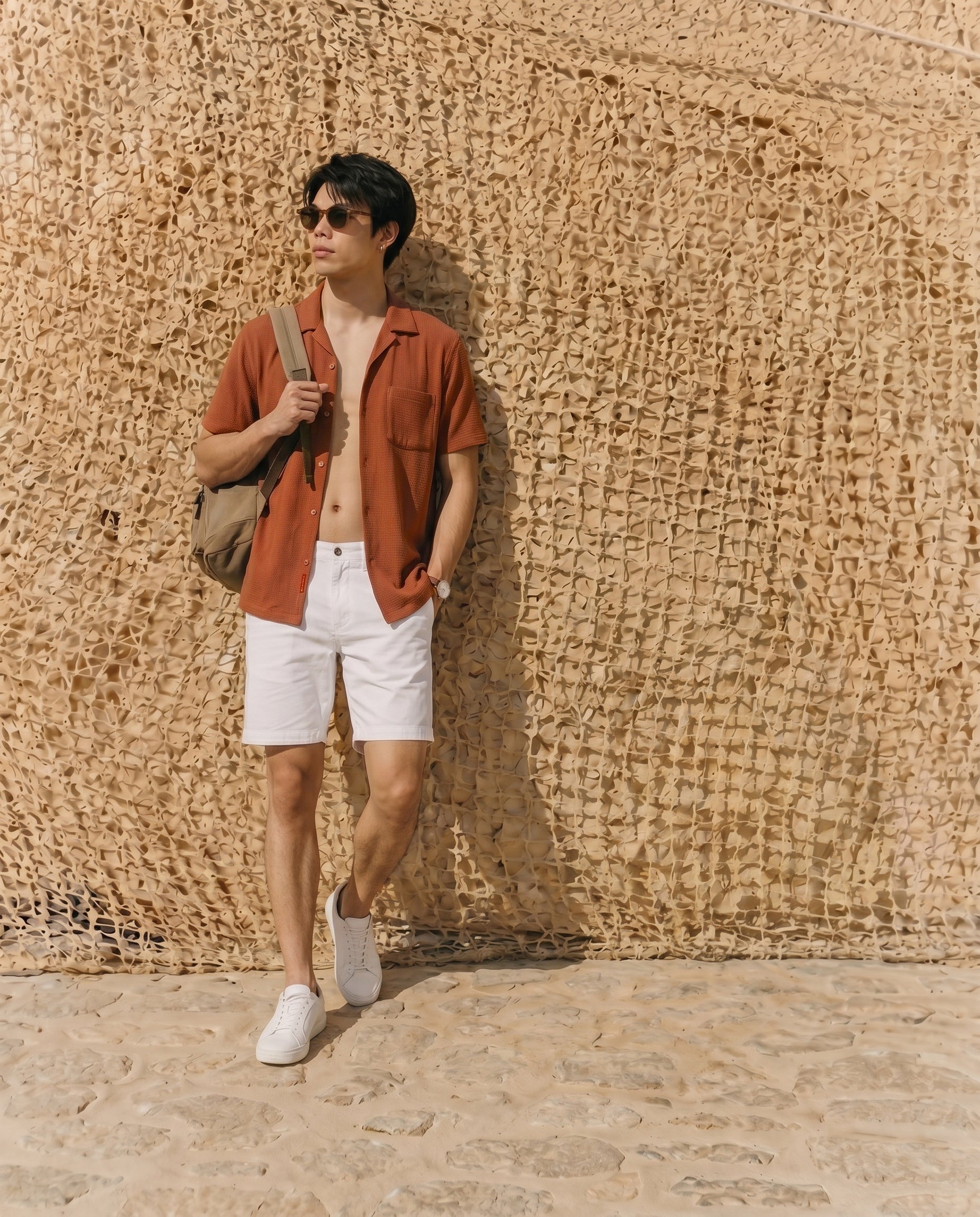 Burnt Ochre Dobby Micro Grid Shirt