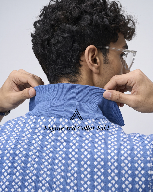 Denim Blue Luxe Diamond V-Polo