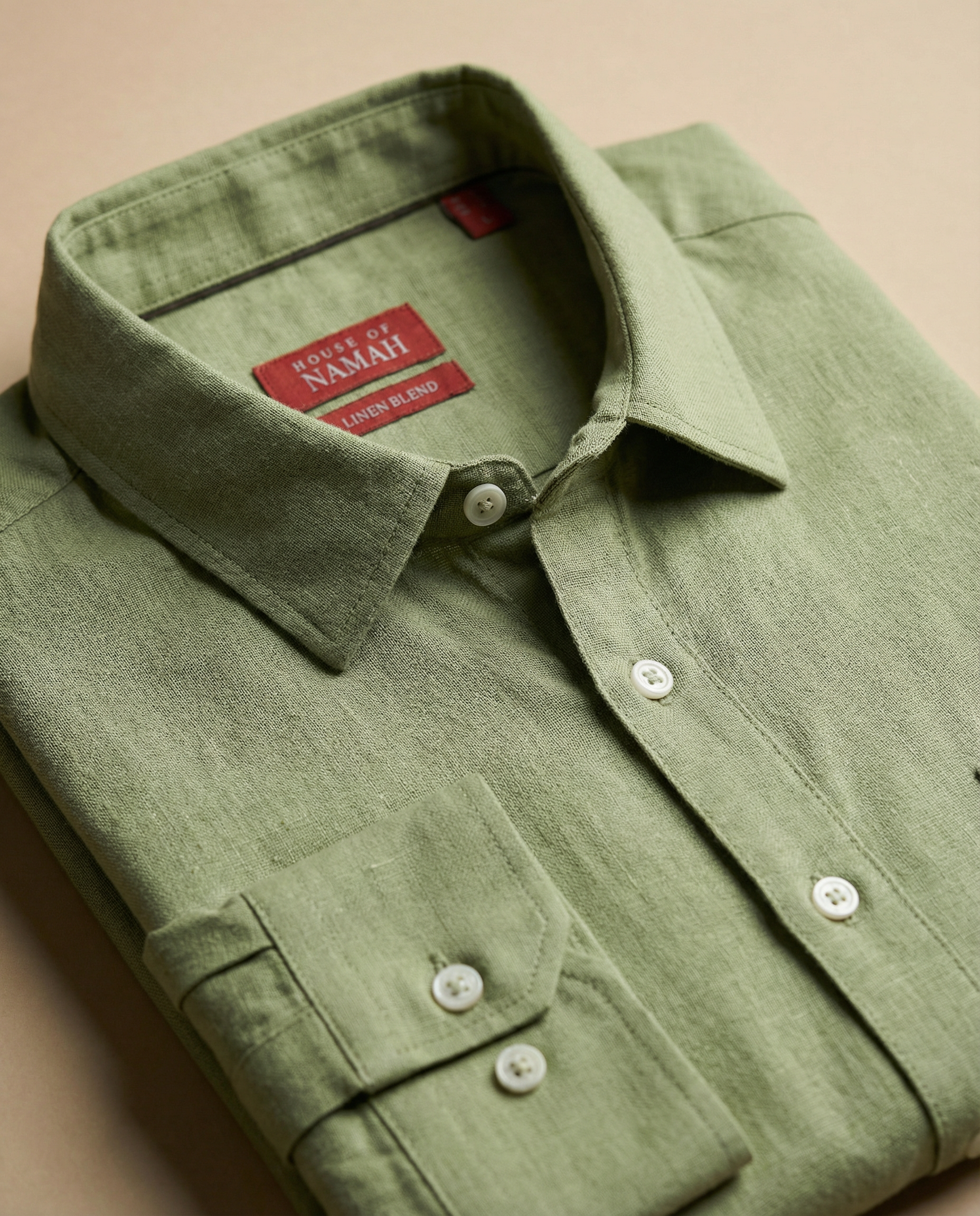 Moss Green Linen Blend Kurta Shirt