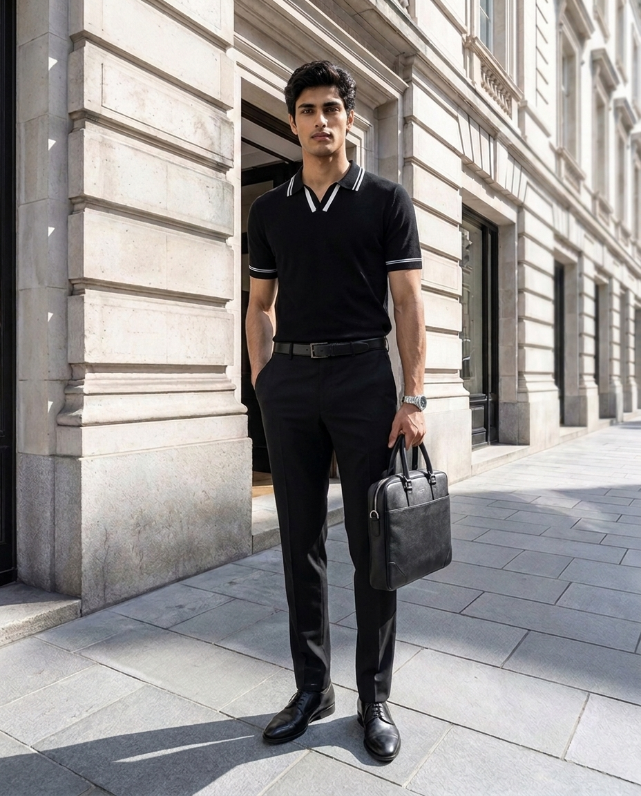 Ink Black Twinline V-Polo