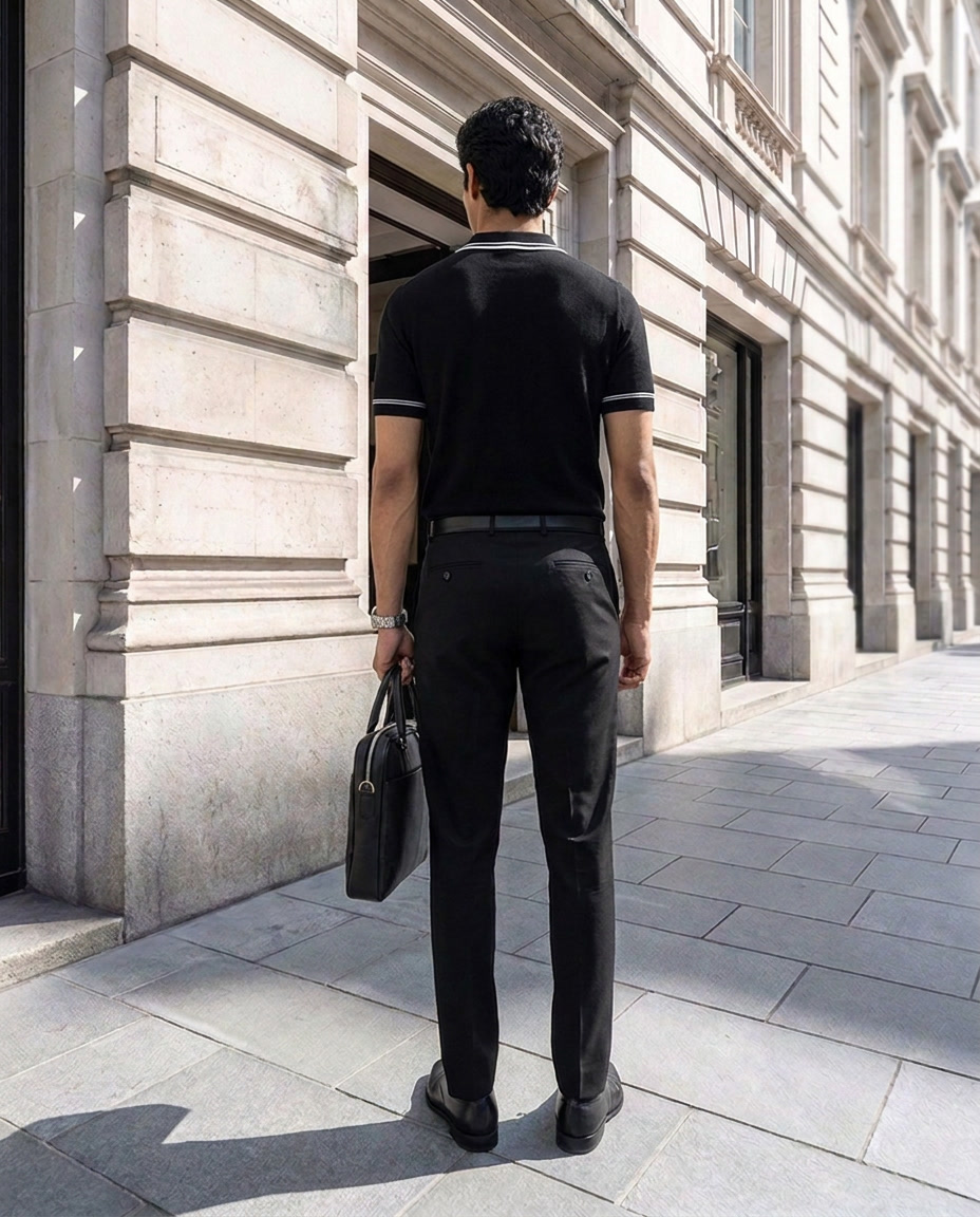 Ink Black Twinline V-Polo