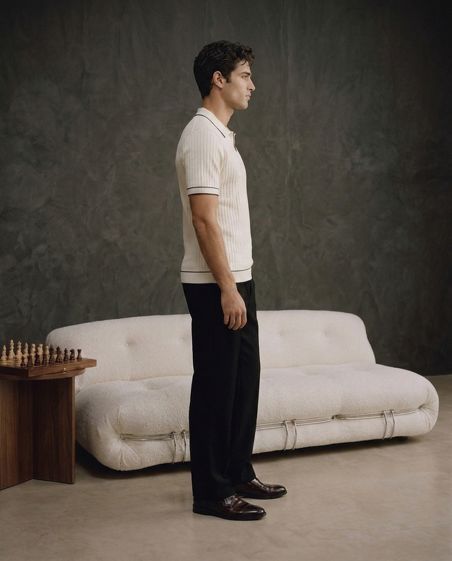 Soft White Edge V-Polo