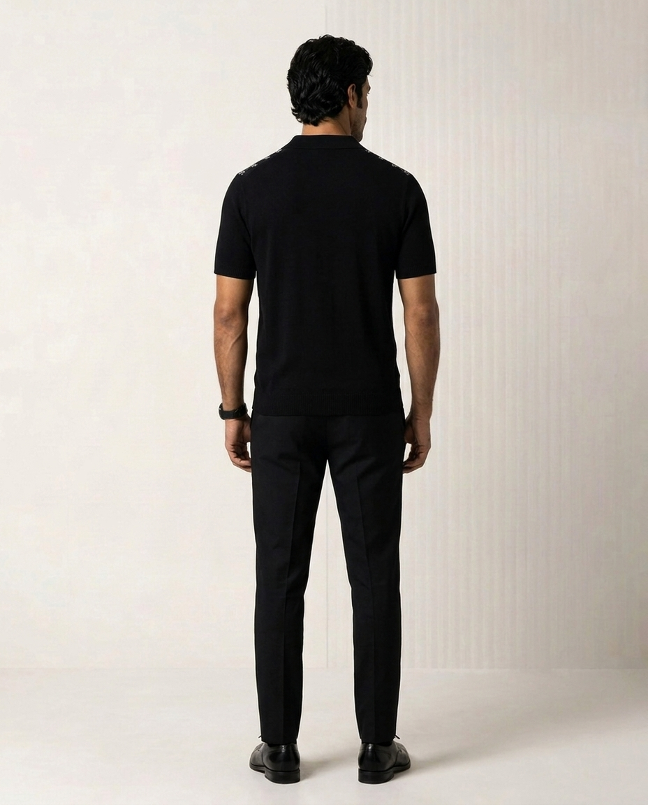 Ink Black Trackline V-Polo