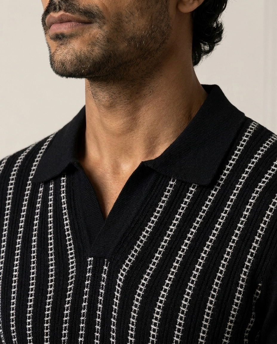 Ink Black Trackline V-Polo