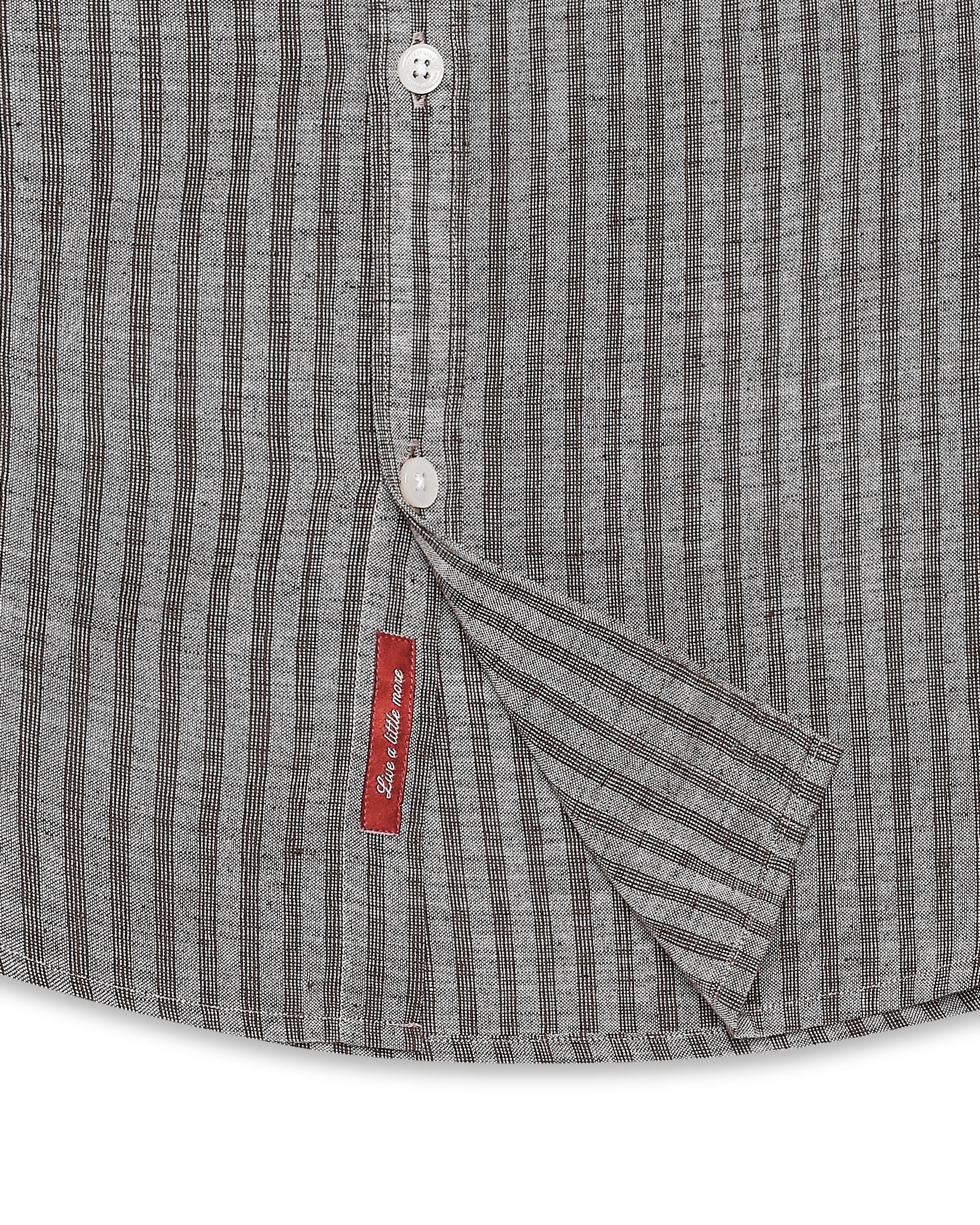 Cocoa Brown Linen Blend Striped Shirt