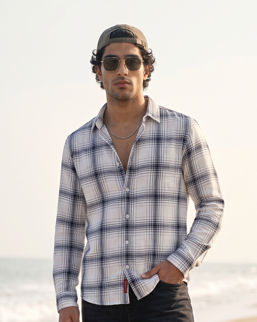 Soft White Windowpane Shirt