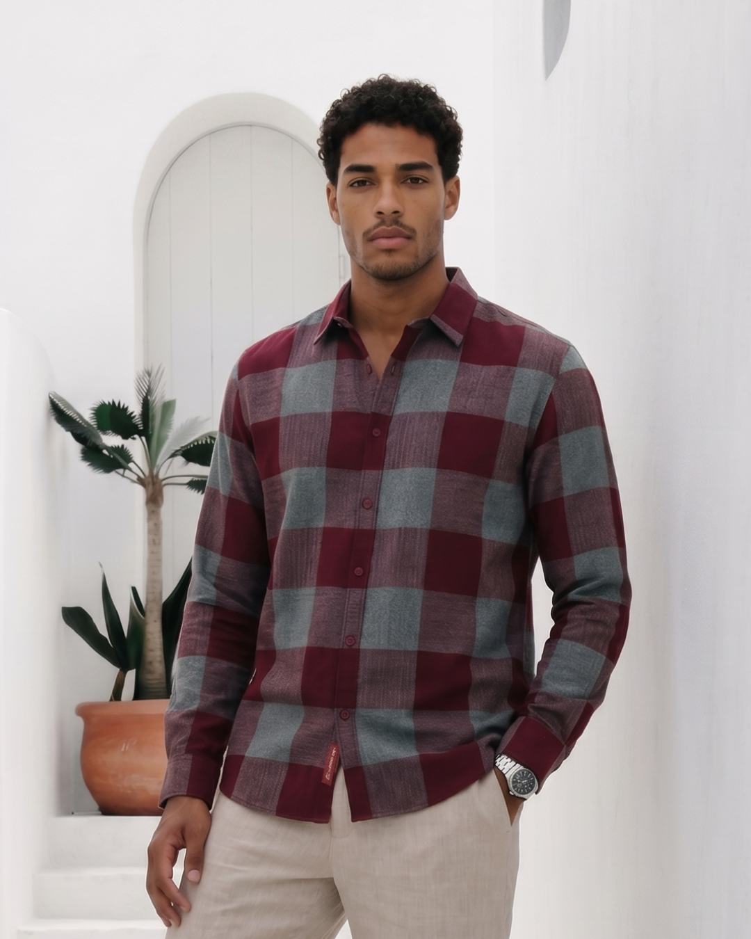 Burgundy Buffalo Check Shirt