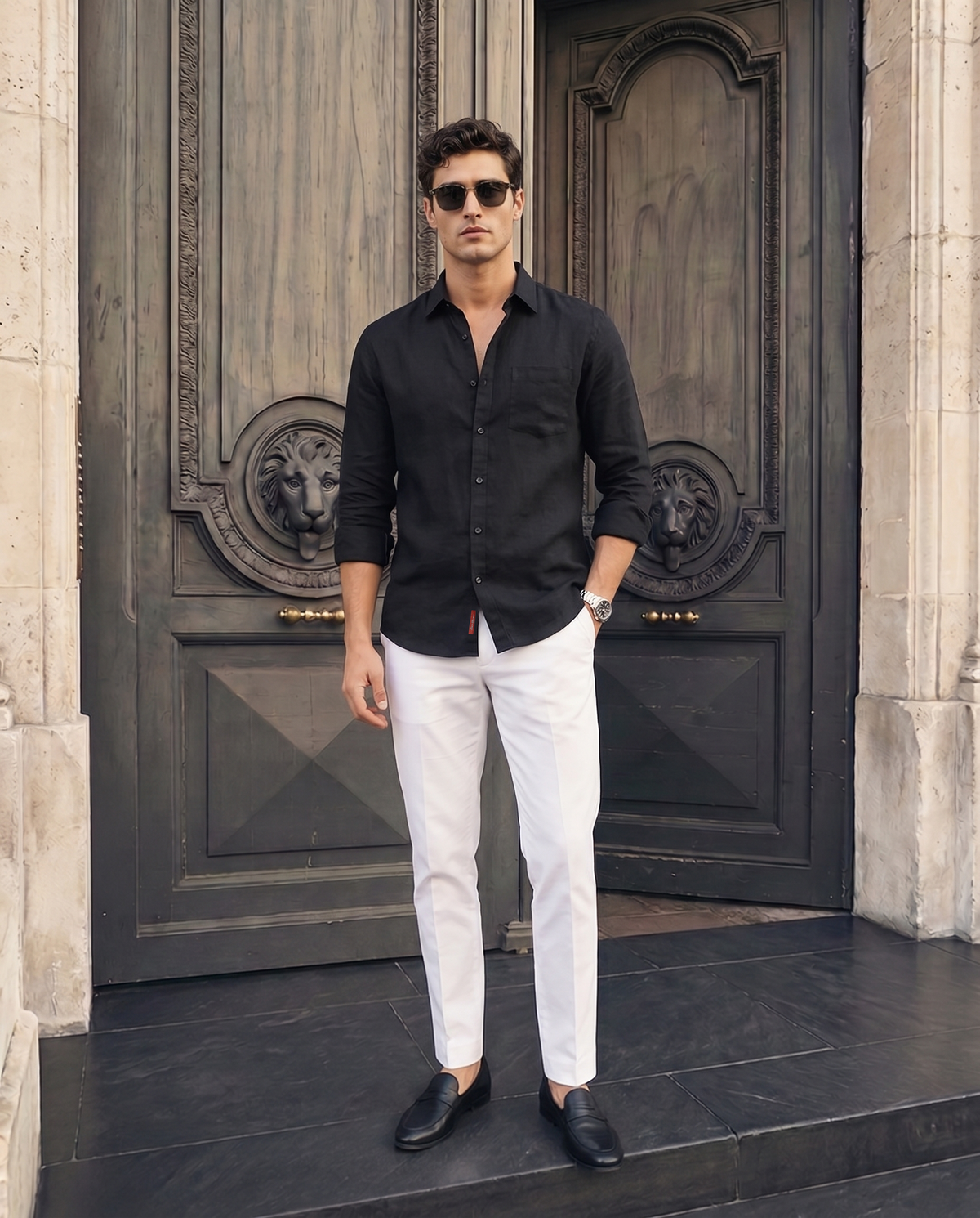Ink Black CEO Linen Blend Shirt
