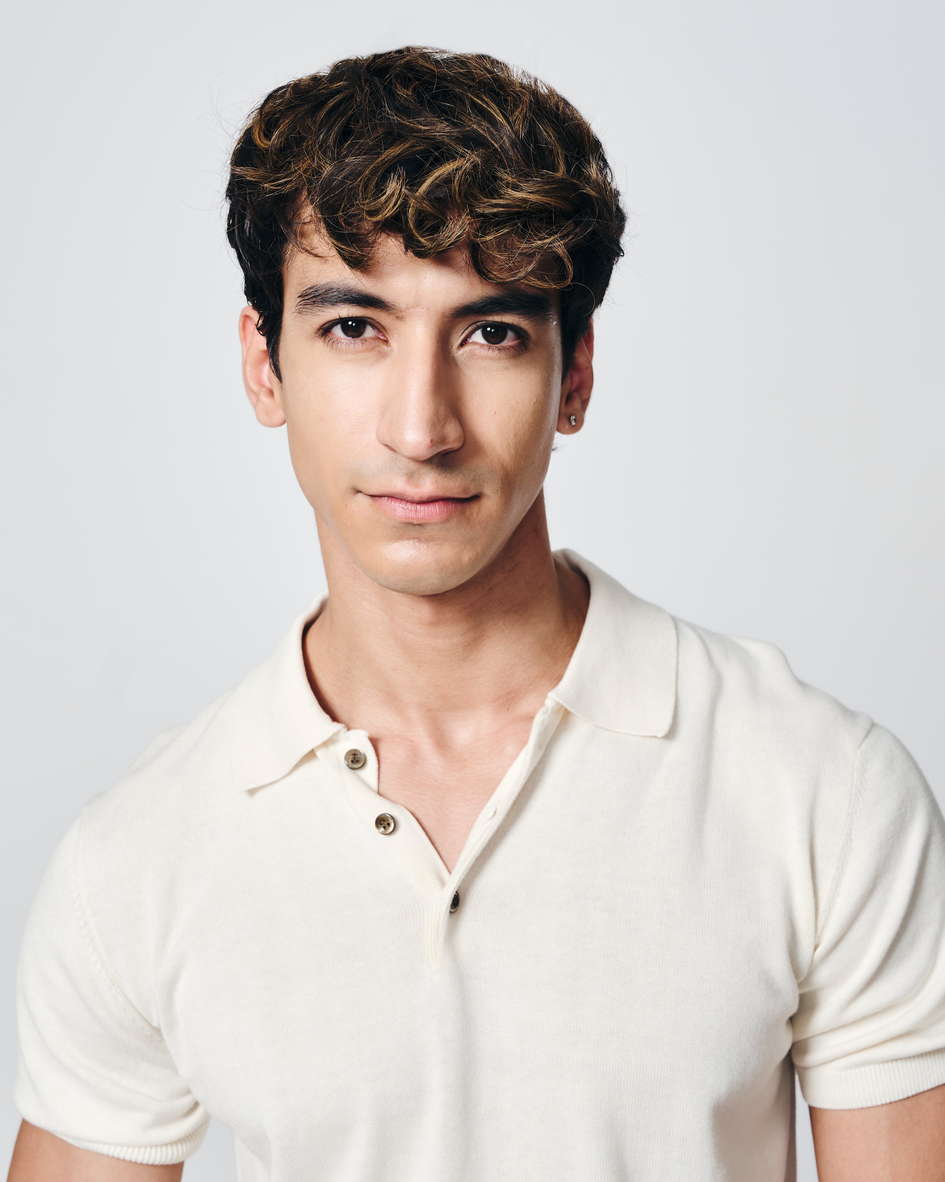 SOFT WHITE COTTON-BAMBOO SIGNATURE POLO T-SHIRT