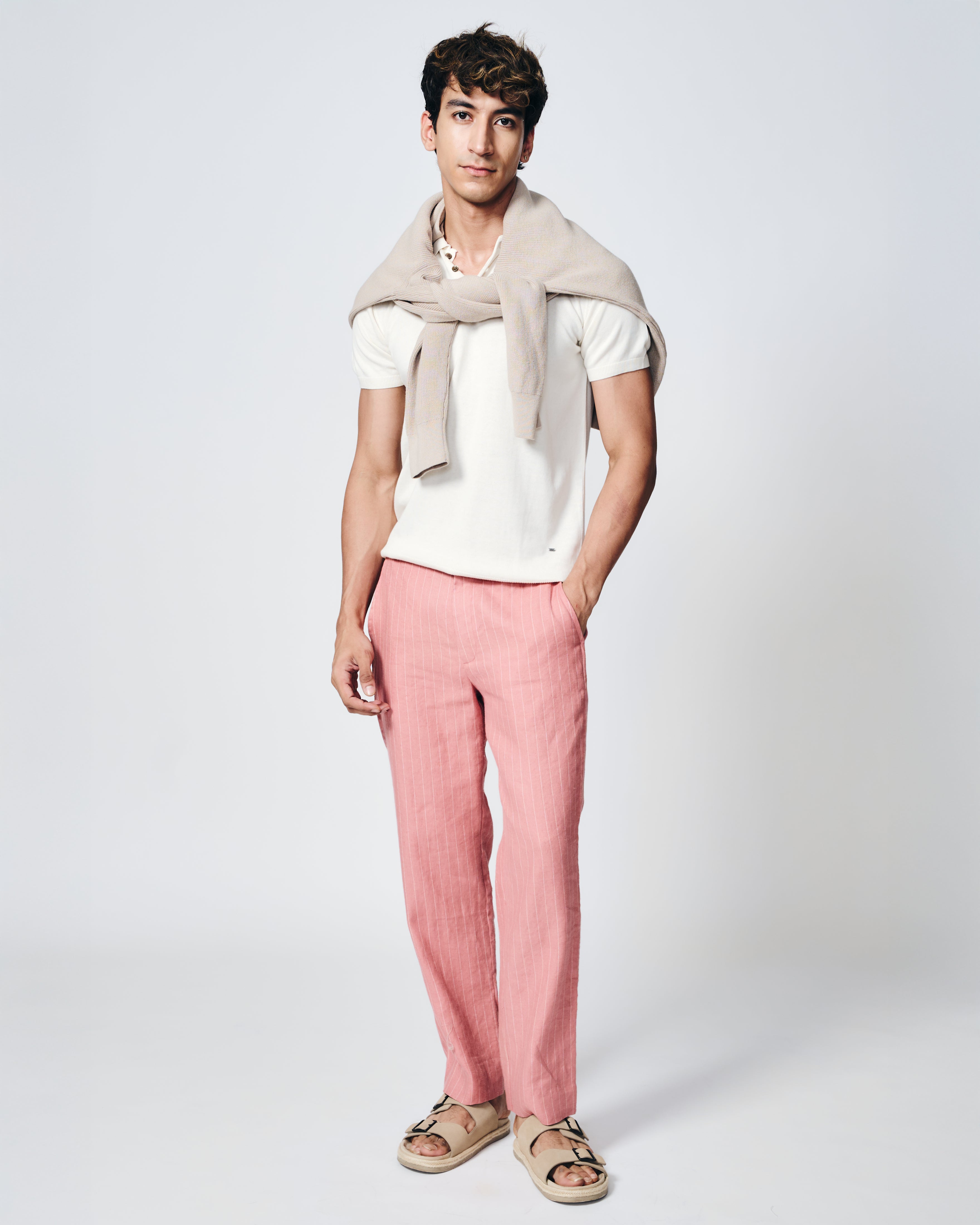 SOFT WHITE COTTON-BAMBOO SIGNATURE POLO T-SHIRT