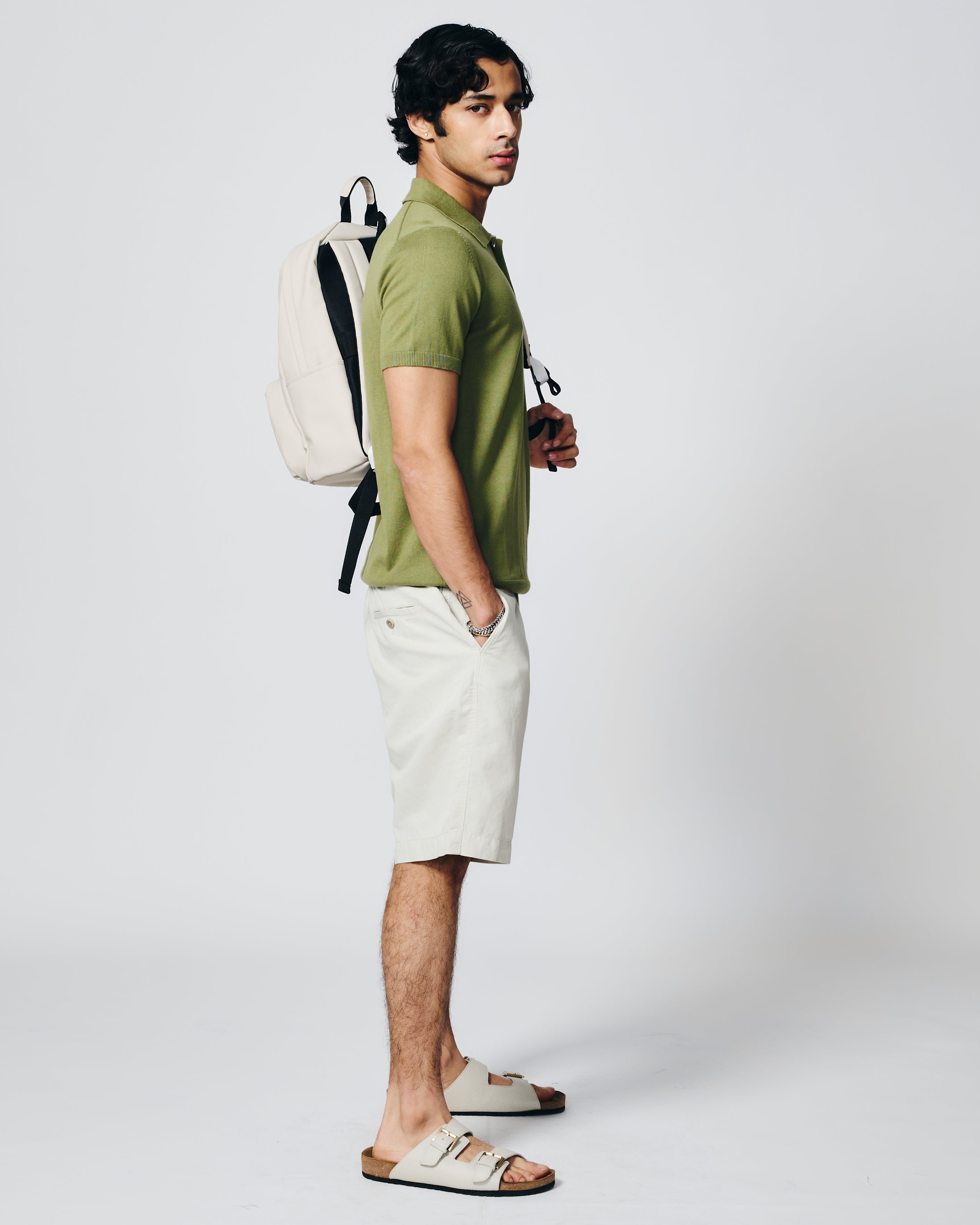 GRASS GREEN COTTON-BAMBOO SIGNATURE POLO T-SHIRT
