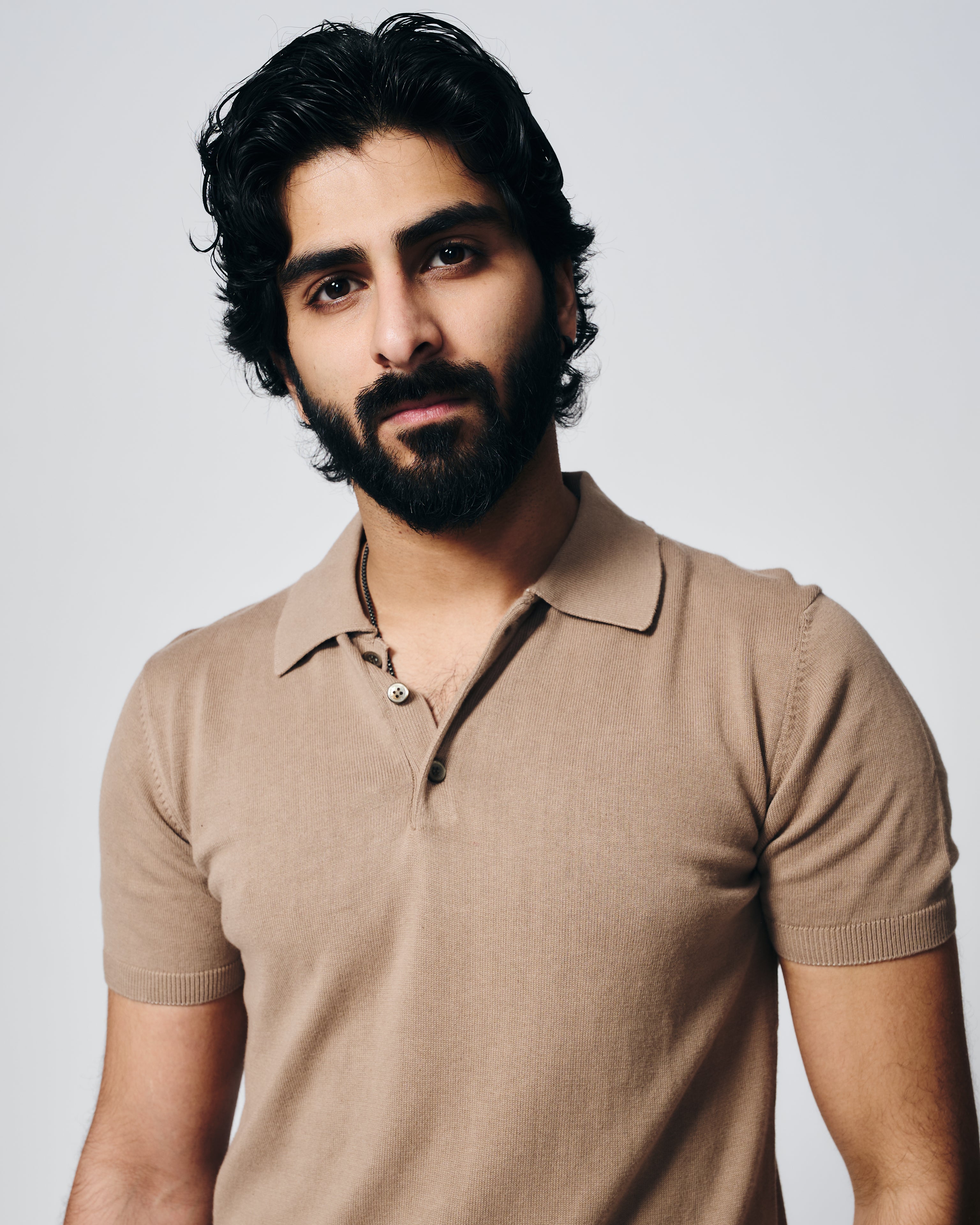 WARM TAN COTTON-BAMBOO SIGNATURE POLO T-SHIRT