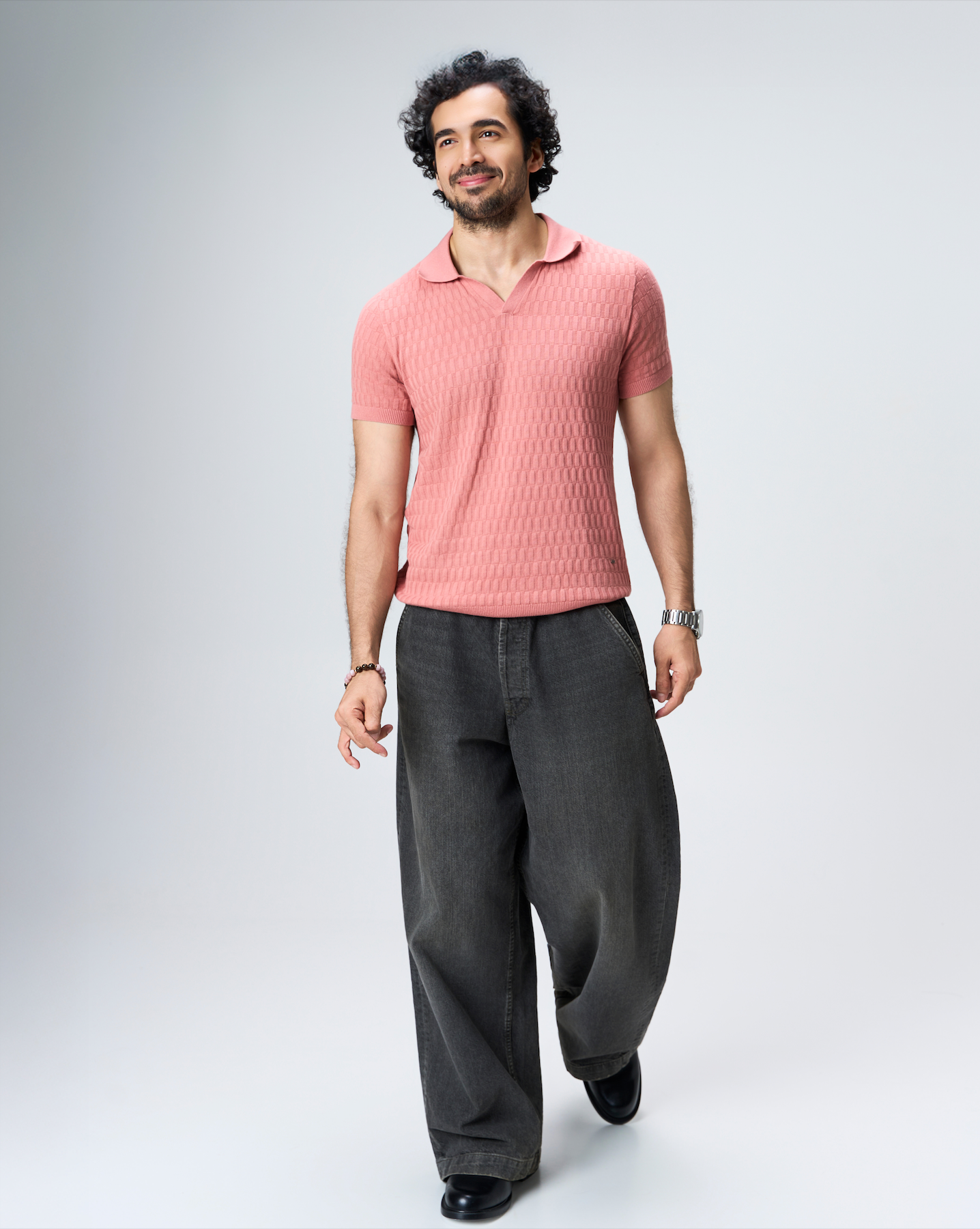 Clay Pink Brickline V-Polo - 100% Cotton - II