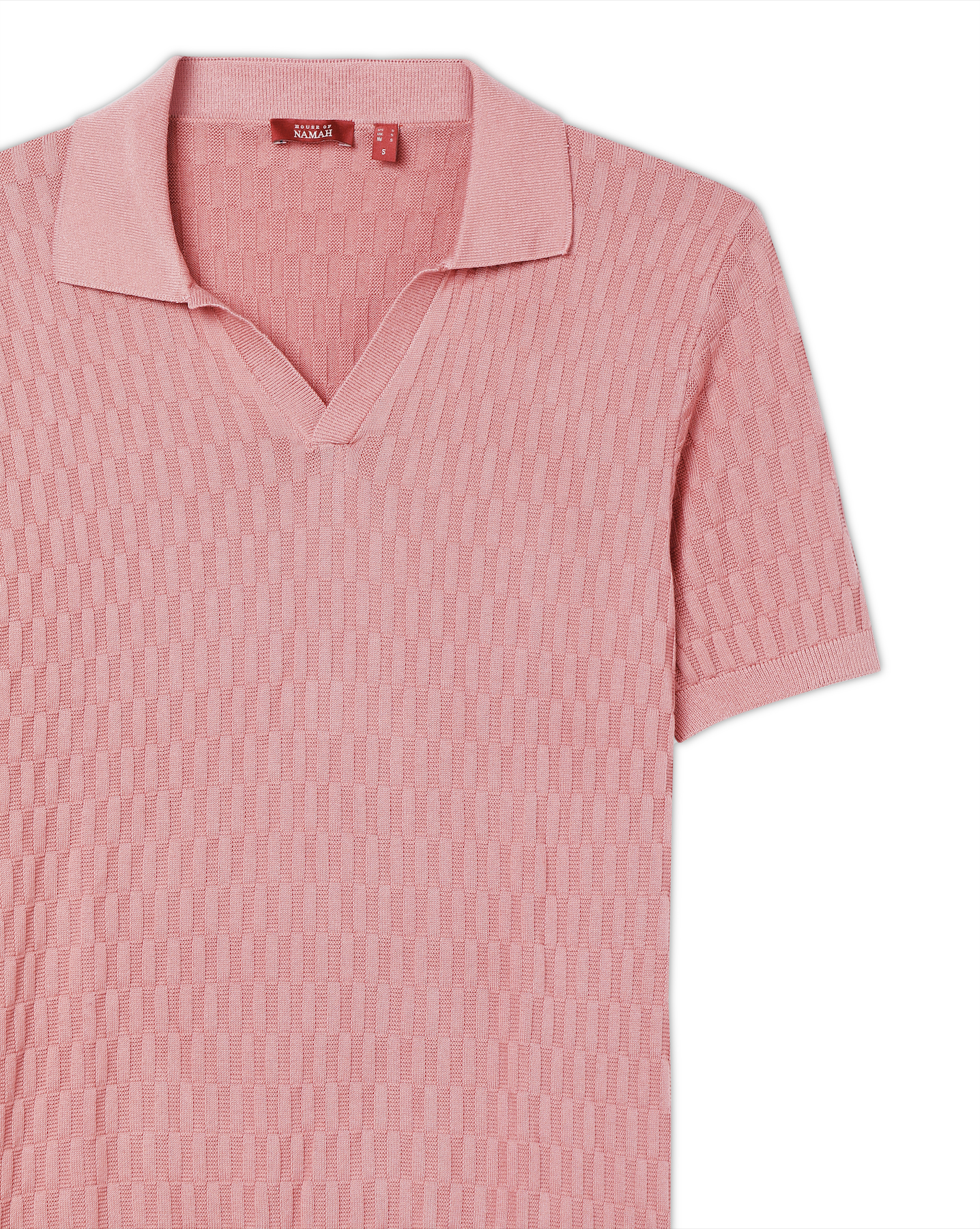 Clay Pink Brickline V-Polo - 100% Cotton - II
