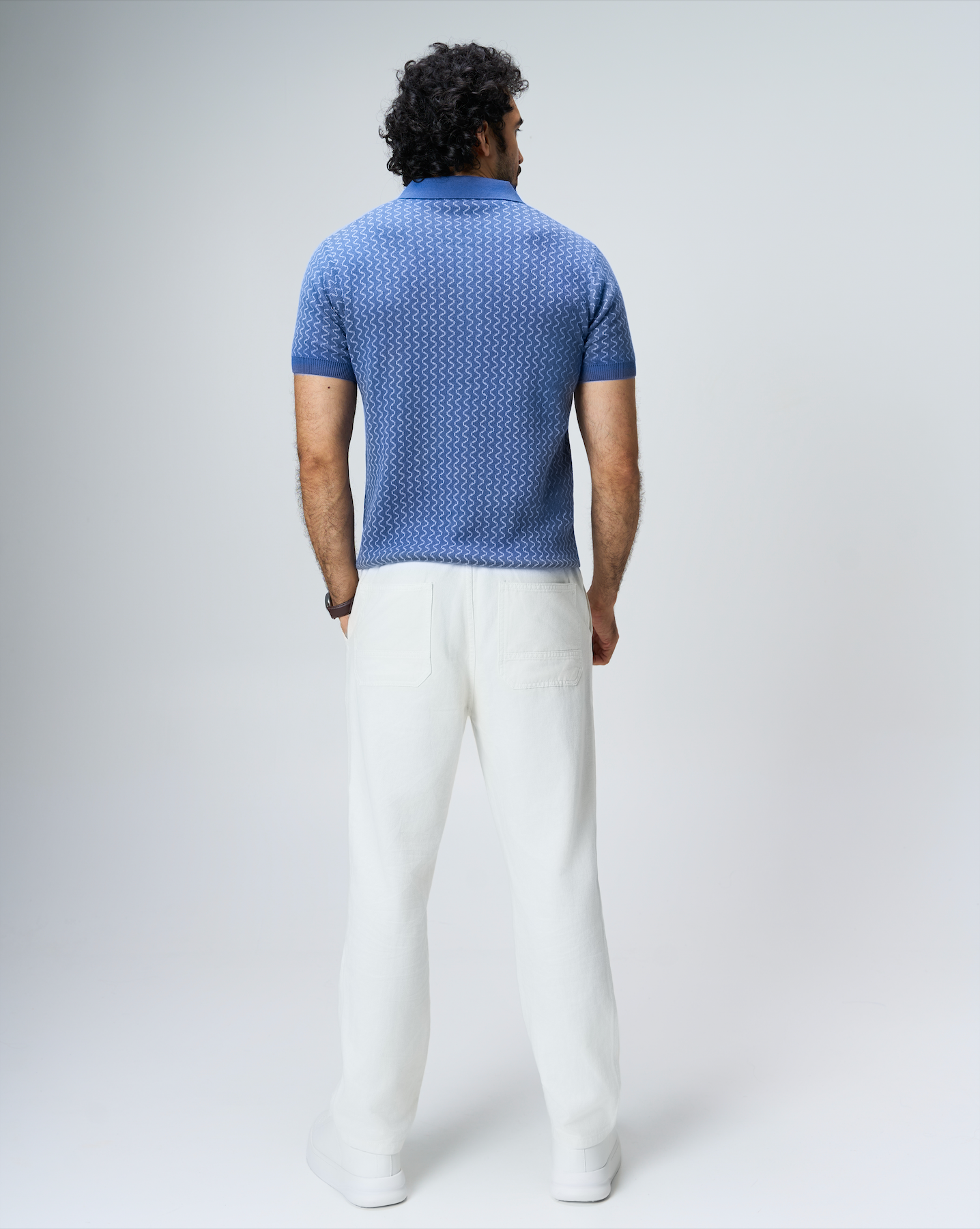Denim Blue Waveline Z-Polo - 100% Cotton - II