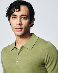 Grass Green Waffle B-Polo - Cotton Bamboo - I