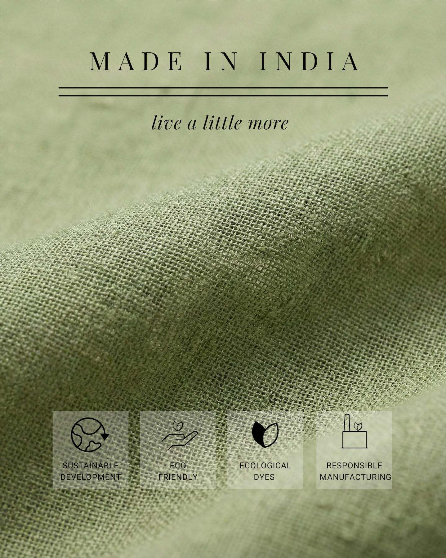 Grass Green Linen Blend Half-placket Shirt