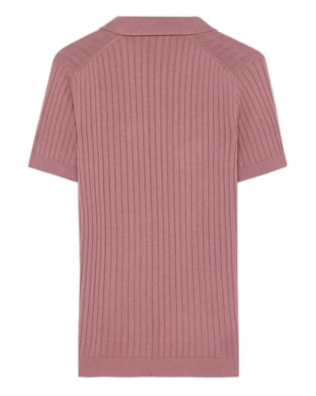 Clay Pink Drop Needle V-Neck Polo