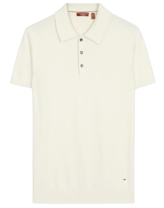 Soft White Waffle Knit Polo