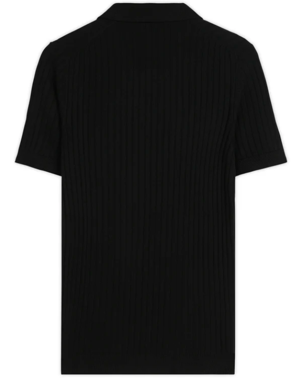 Ink Black Drop Needle V-Neck Polo
