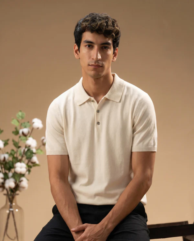 Soft White Cotton-Bamboo Signature Polo