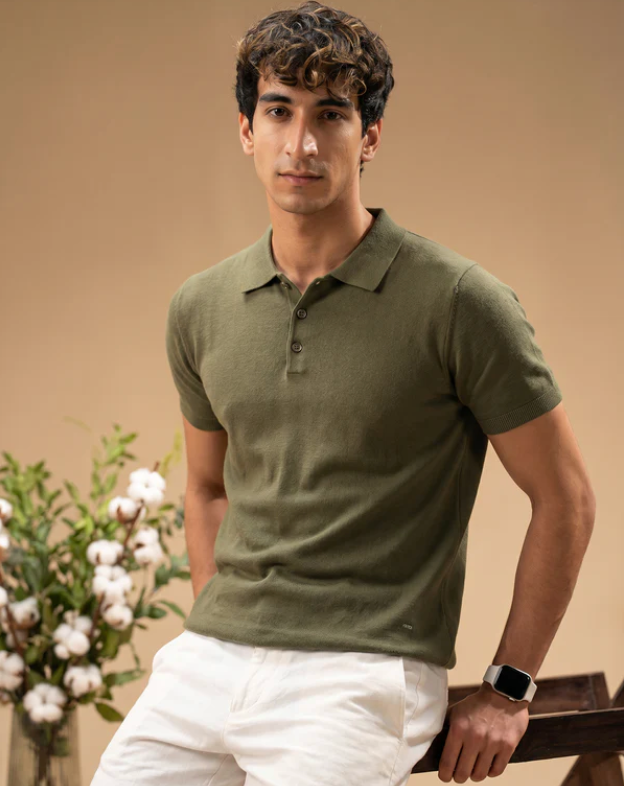 Khaki Green Cotton-Bamboo Signature Polo