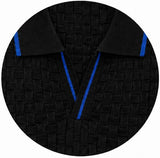 Ink Black Basket V-Polo Electric Blue Piping
