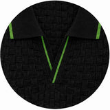 Ink Black Basket V-Polo Grass Green Piping