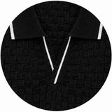 Ink Black Basket V-Polo Soft White Piping