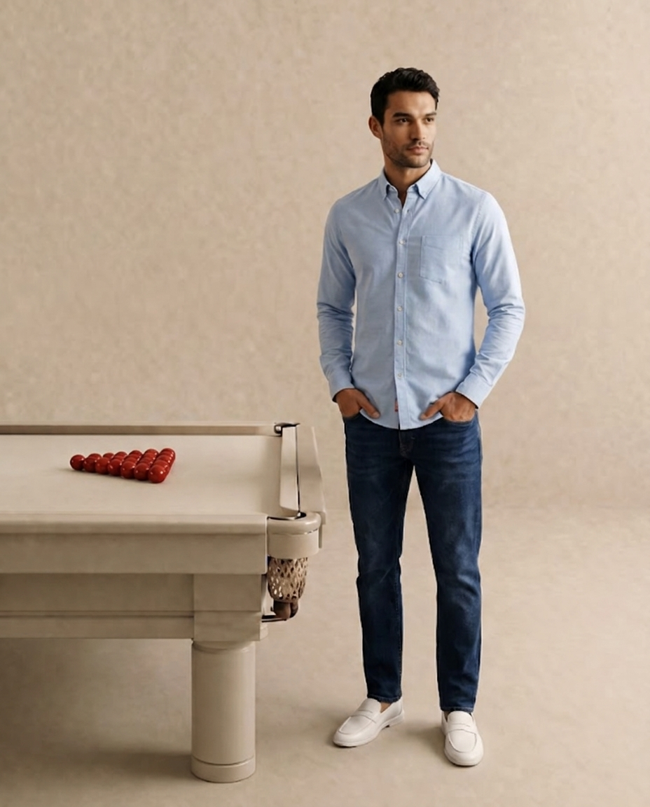 Powder Blue Oxford Chambray Shirt