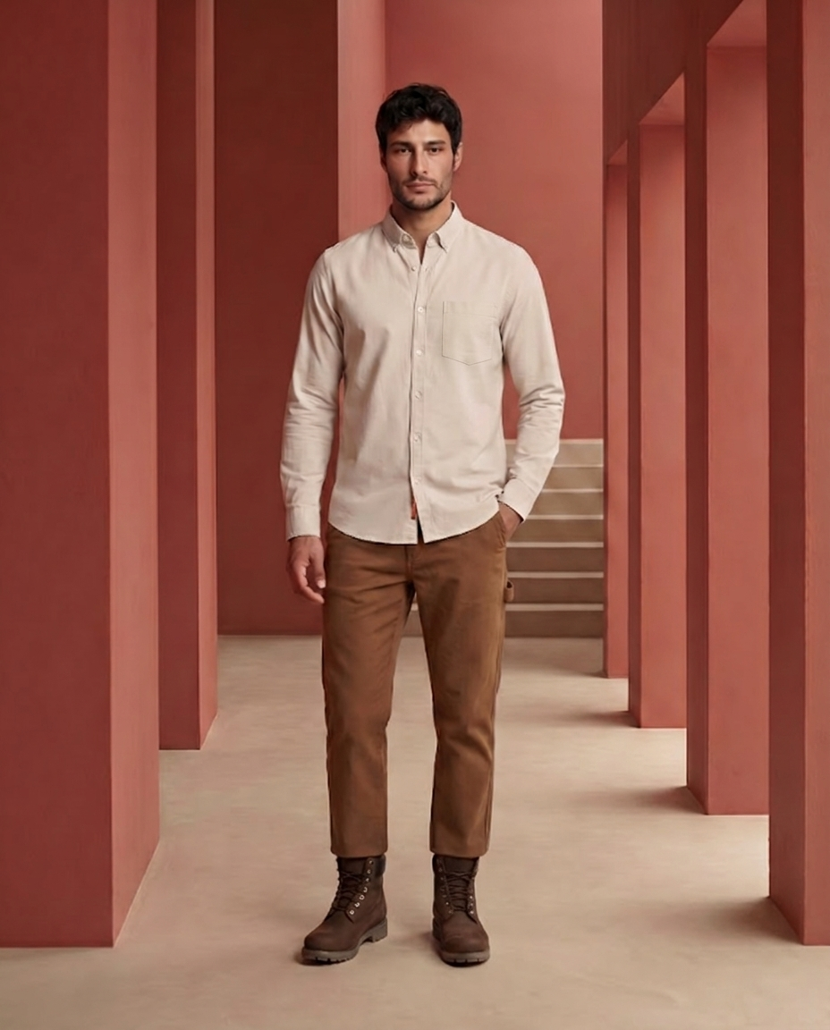 Light Beige Oxford Chambray Shirt