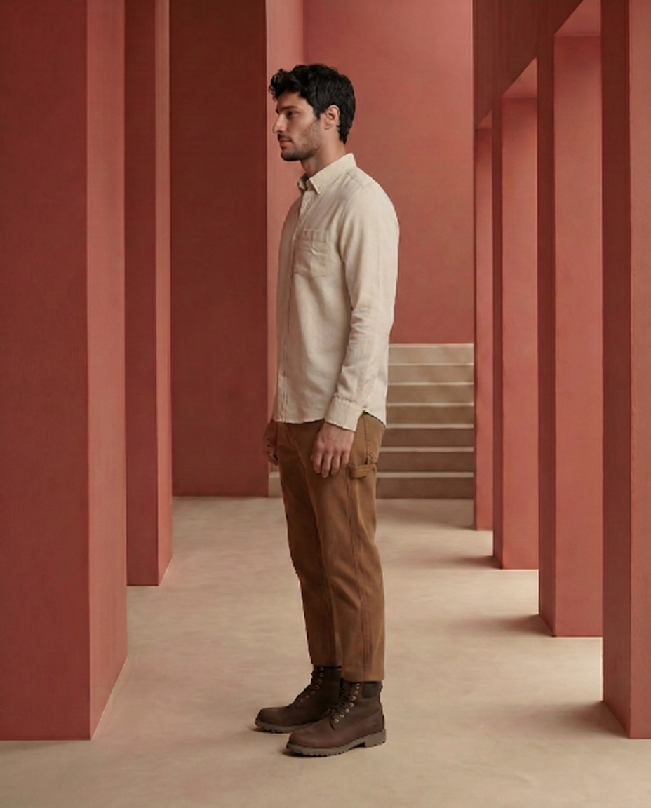 Light Beige Oxford Chambray Shirt