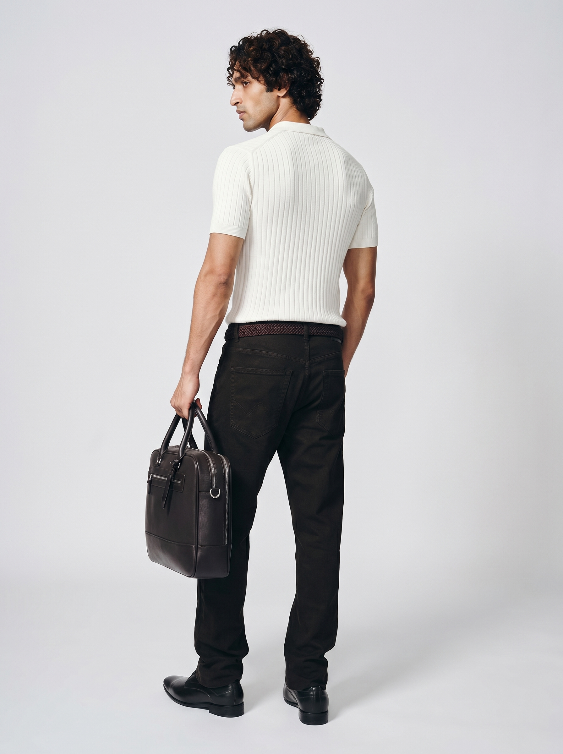 Soft White Cotton Bamboo V-Neck Polo