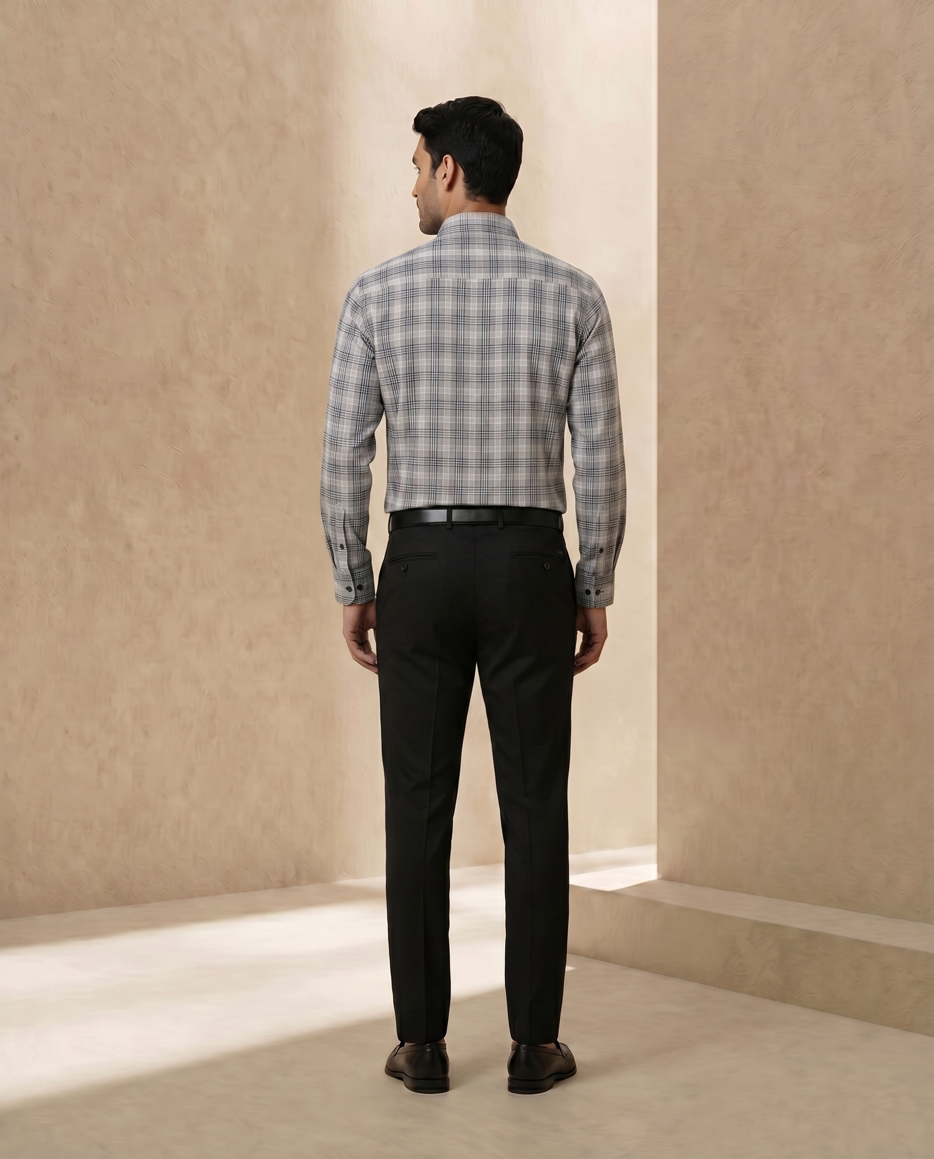 Ink Black Prince of Wales Check Shirt