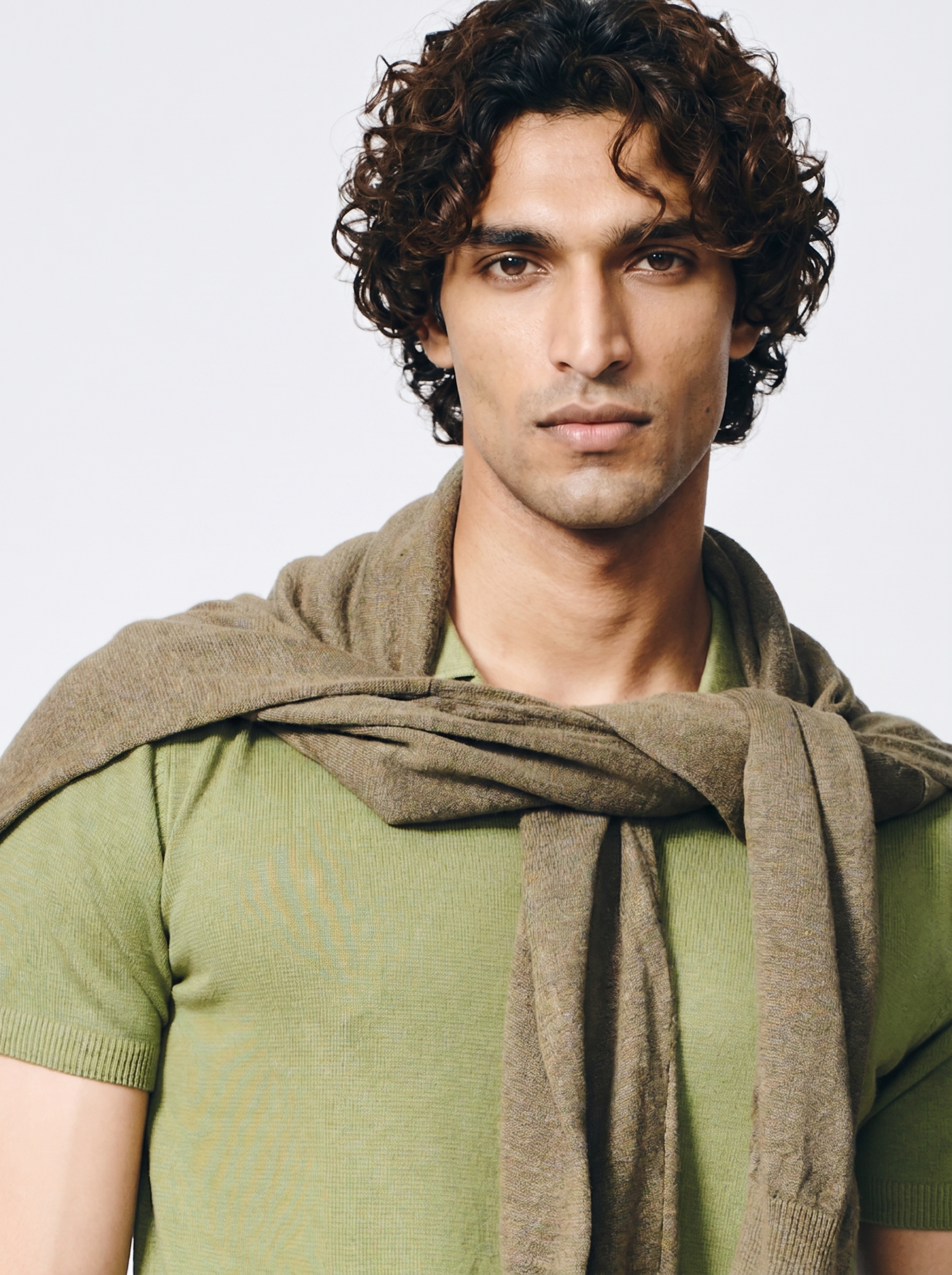 Fern Green Cotton-Bamboo U-Neck Polo