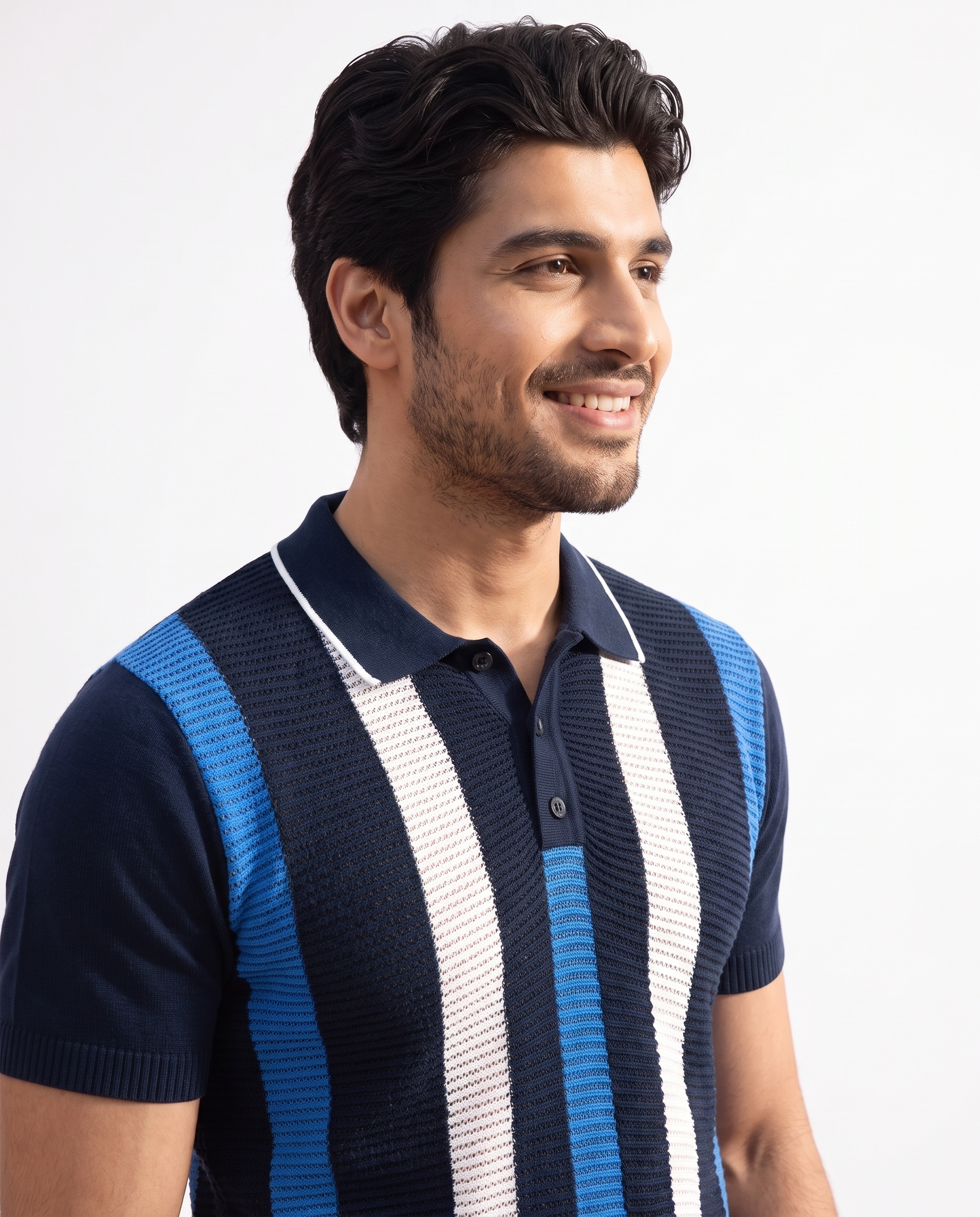 Midnight Blue Pixel Stripe B-Polo