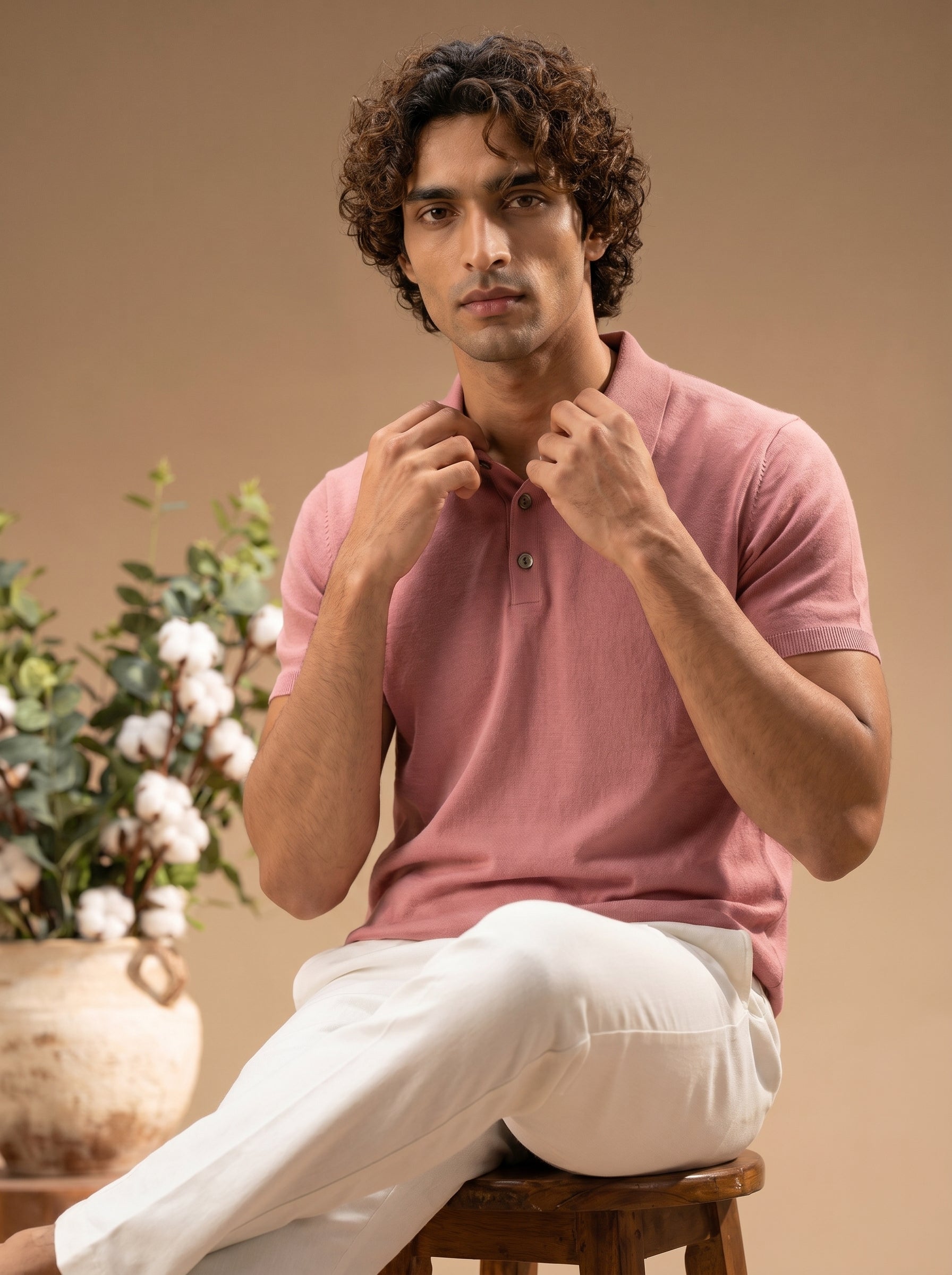 Clay Pink Cotton-Bamboo Signature Polo