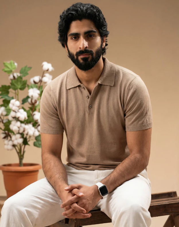 Warm Tan Cotton-Bamboo Signature Polo