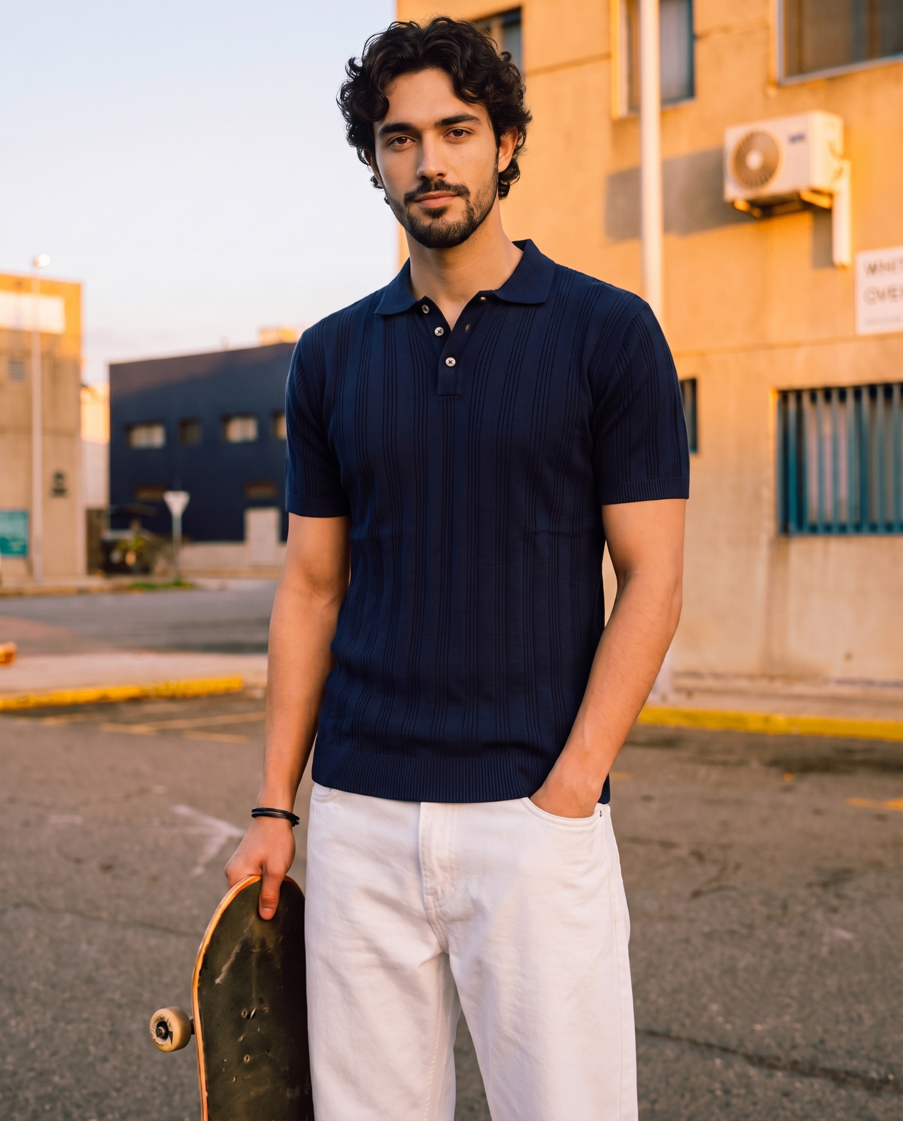 Midnight Blue Linear B-Polo