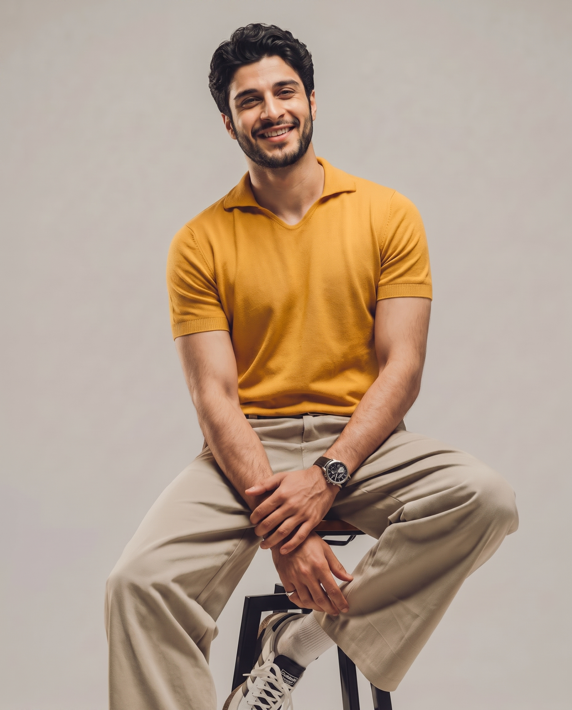 Golden Ochre Piqué U-Polo