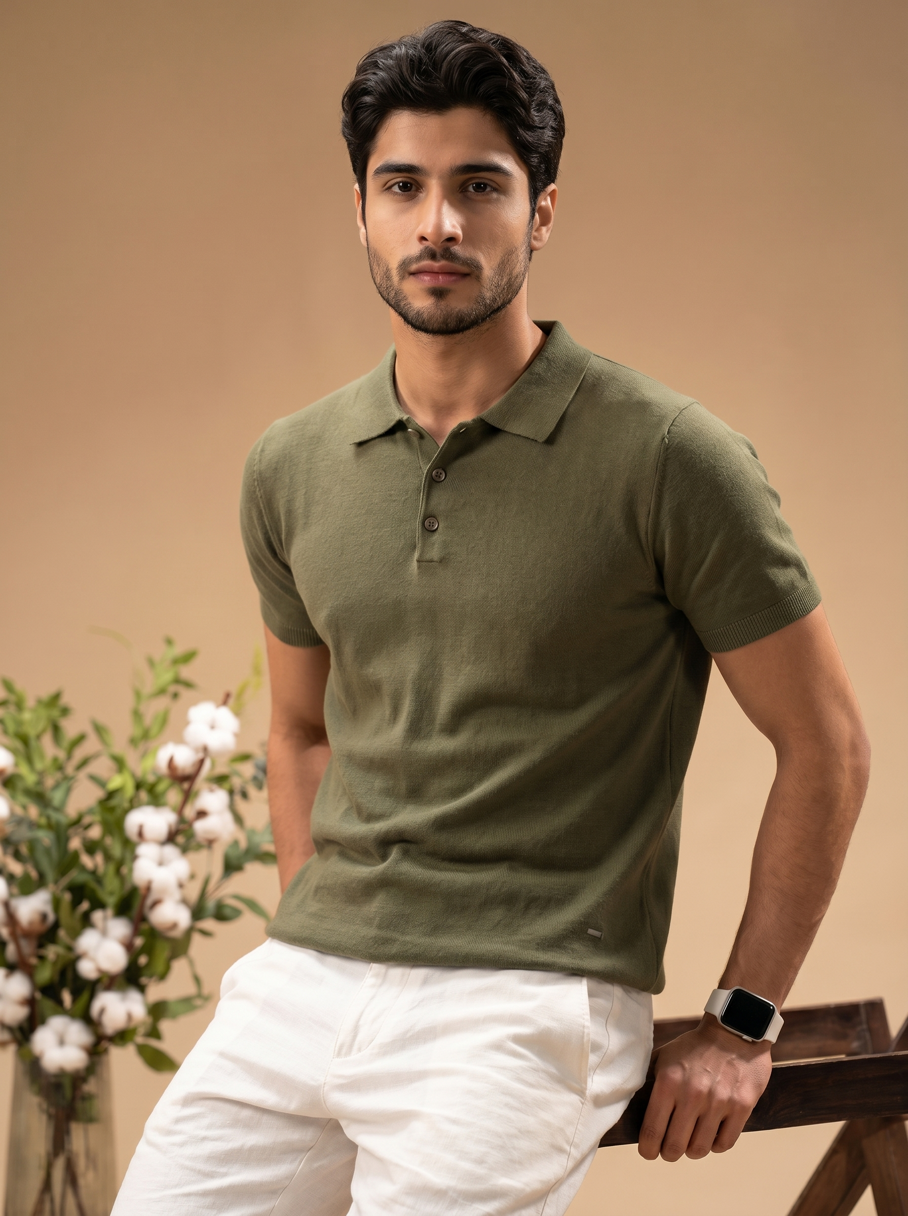 Olive Green Cotton-Bamboo Signature Polo