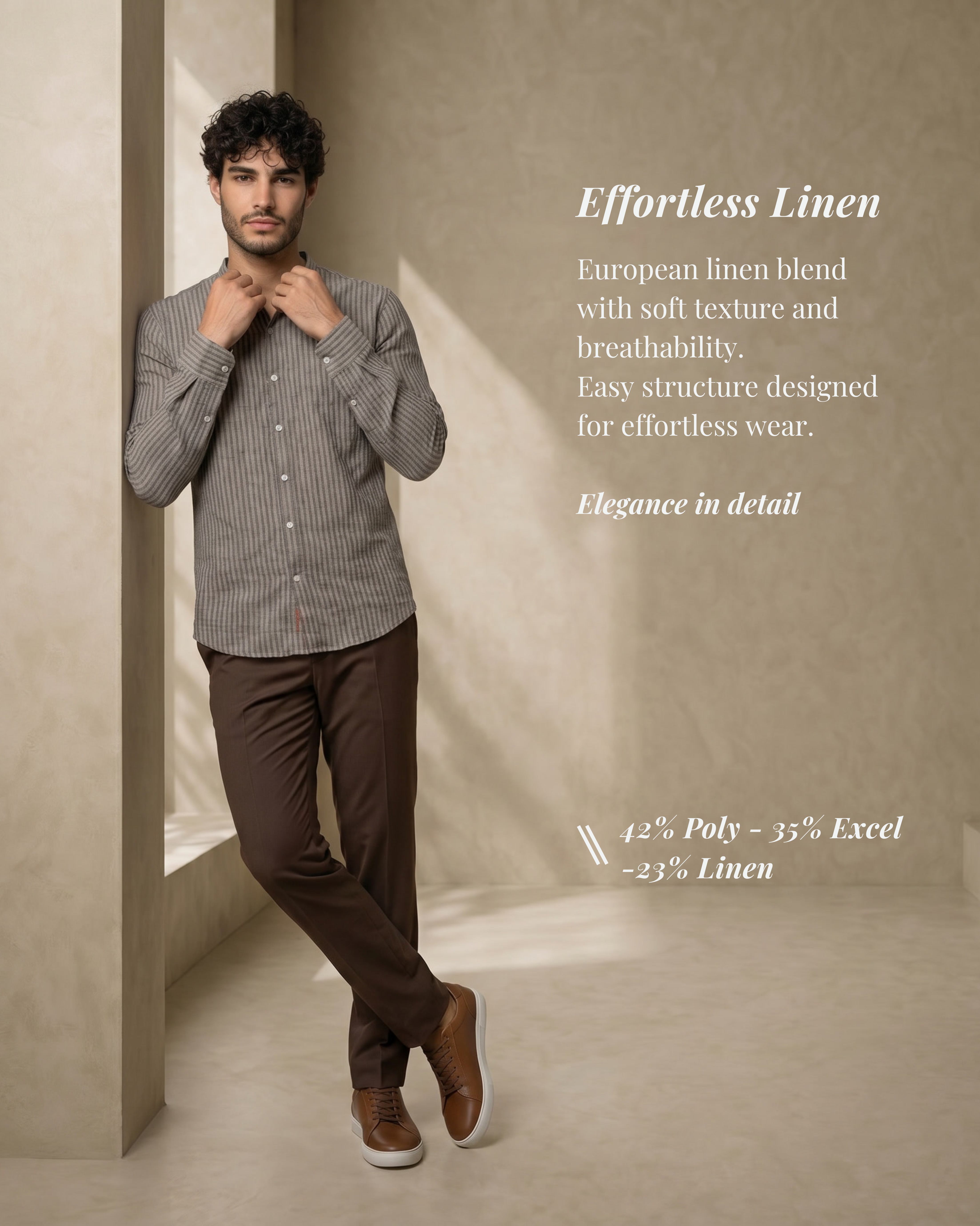 Cocoa Brown Mandarin Stripe Shirt